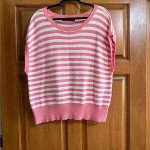 Striped Pink and White Crew Neck Sweater. PTP 25. Never worn.
